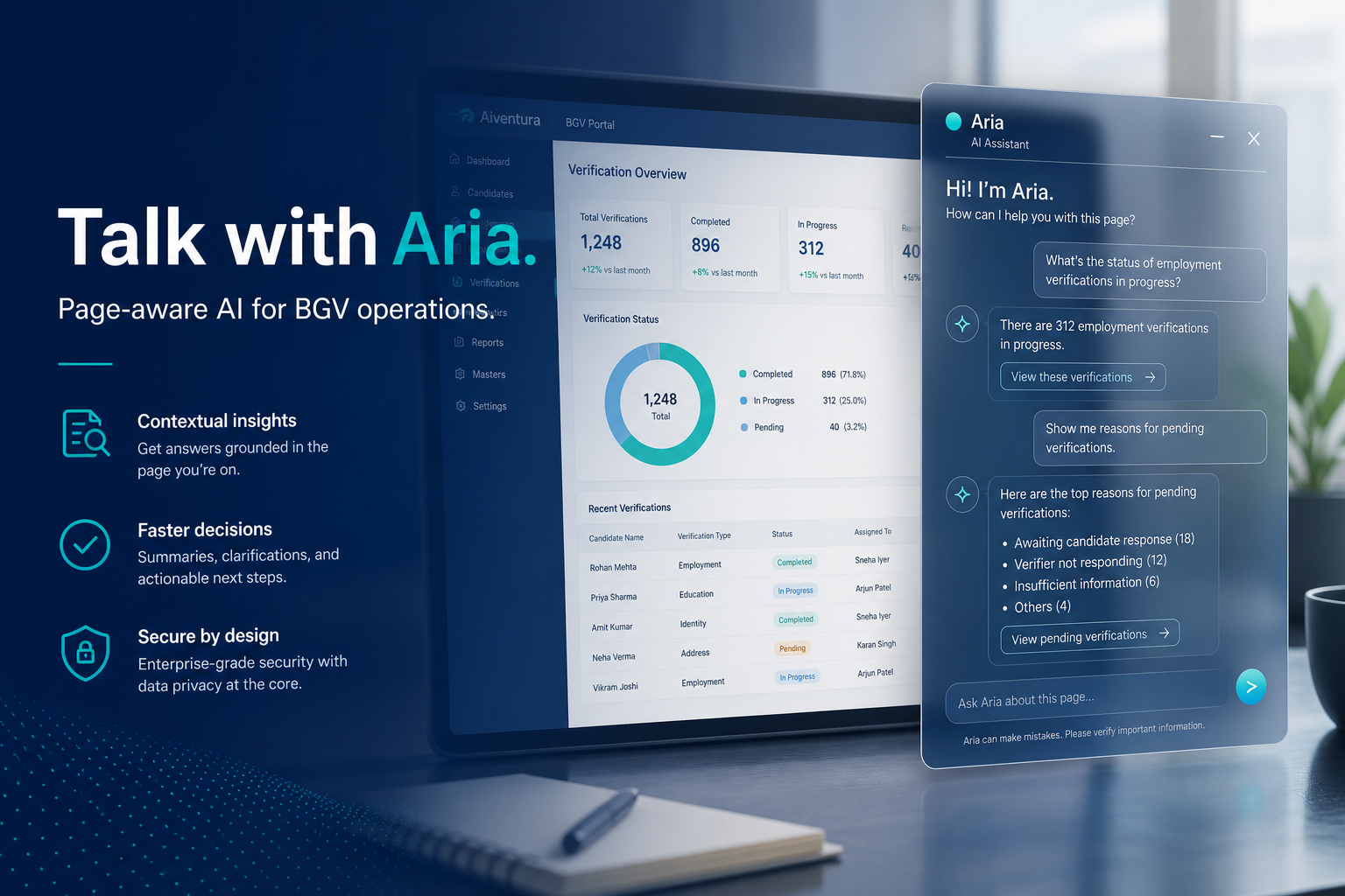 Talk with Aria in-portal AI assistant visual